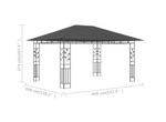 Paviljong med myggnett 4x3x2,73 m antrasitt 180 g/m²
