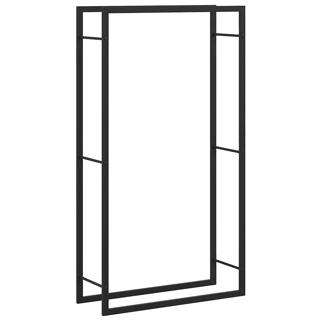 Vedstativ matt svart 80x28x154 cm stål