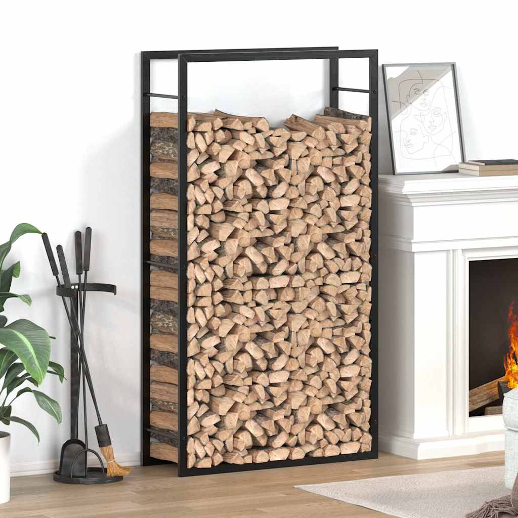 Vedstativ matt svart 80x28x154 cm stål