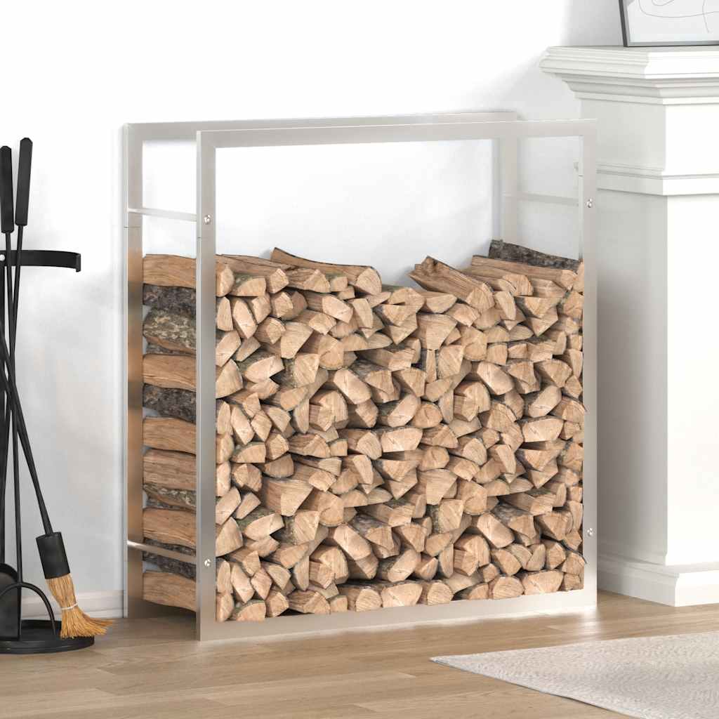 Vedstativ matt svart - sølv 80x28x86 cm stål