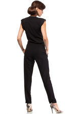 Ermeløs Jumpsuit - Moe til dame fra MS StyleHaven, laget av polyester; Viskose, farge Svart, størrelse L, med sleeveless ermer, perfekt til casual; dress