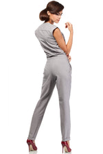Ermeløs Jumpsuit - Moe til dame fra MS StyleHaven, laget av polyester; Viskose, farge Grå, størrelse M, med sleeveless ermer, perfekt til casual; dress