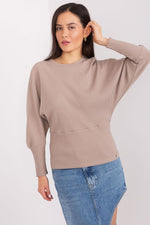 Bluse BFG til dame fra MS StyleHaven, laget av Bomull, farge beige, størrelse S/M, med long ermer, perfekt til casual; dress