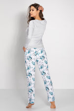 Elegant langermet pyjamassett til dame fra MS StyleHaven, laget av Viskose; Elastan-1; Bomull, farge Blå, størrelse M, med sleeveless ermer, perfekt til casual; dress