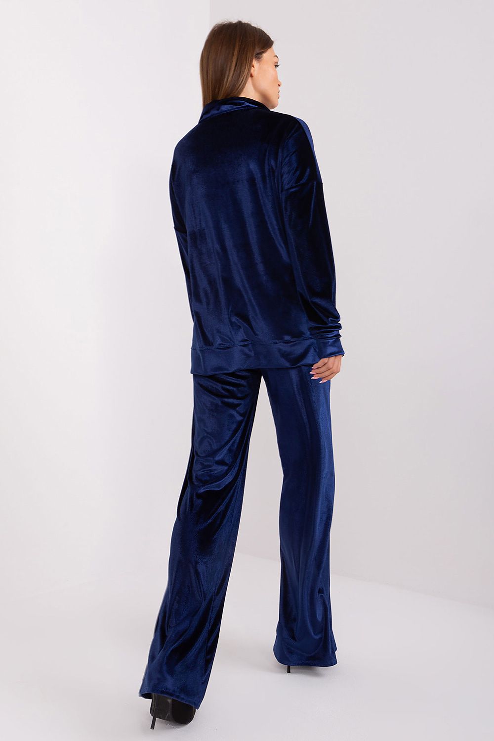 Bomullsblanding Sett til dame fra MS StyleHaven, laget av Bomull; polyester; Velur; Elastan-1, farge Marineblå, størrelse S/M, med 45720 ermer, perfekt til casual; dress
