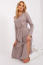 Vår Hverdagsdress – Lakerta til dame fra MS StyleHaven, laget av Bomull; polyester; Elastan-1, farge beige, størrelse L/XL, med long ermer, perfekt til casual; dress