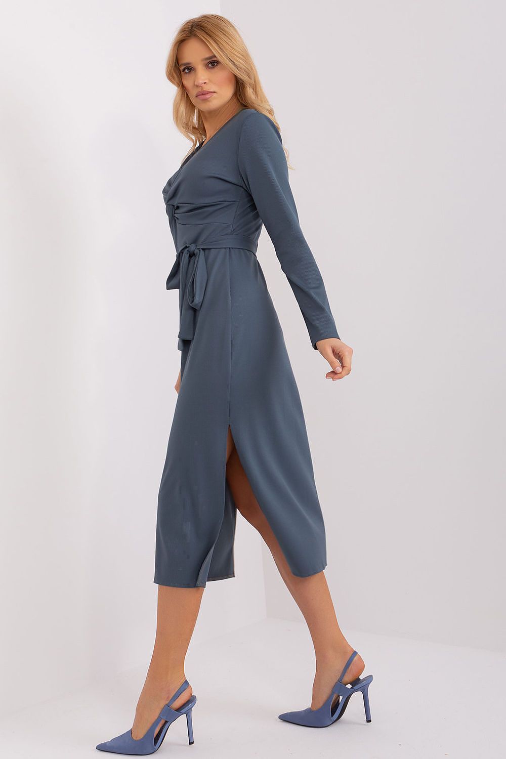 Spring Allure Daydress – Lakerta til dame fra MS StyleHaven, laget av Bomull; polyester, farge Blå, størrelse L/XL, med long ermer, perfekt til casual; dress