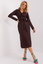 Spring Allure Daydress – Lakerta til dame fra MS StyleHaven, laget av Bomull; polyester, farge Brun, størrelse L/XL, med long ermer, perfekt til casual; dress