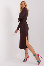 Spring Allure Daydress – Lakerta til dame fra MS StyleHaven, laget av Bomull; polyester, farge Brun, størrelse L/XL, med long ermer, perfekt til casual; dress