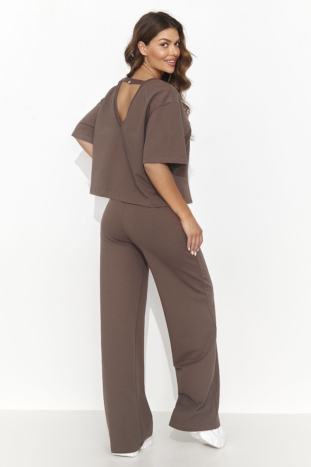 Sett Numinou til dame fra MS StyleHaven, laget av Bomull, farge Brun, størrelse 36, med short ermer, perfekt til casual; dress