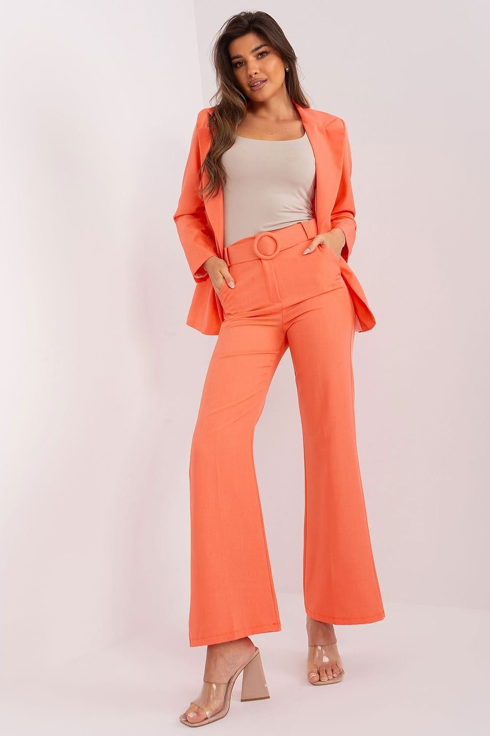 Blanke bukser til dame fra MS StyleHaven, størrelse XL, med long, bukselengde long, kjolelengde maxi, kjolestil gown; sheath