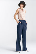 Bukser Nife til dame fra MS StyleHaven, laget av Bomull, farge Marineblå, størrelse 42, med long ermer, perfekt til casual; dress
