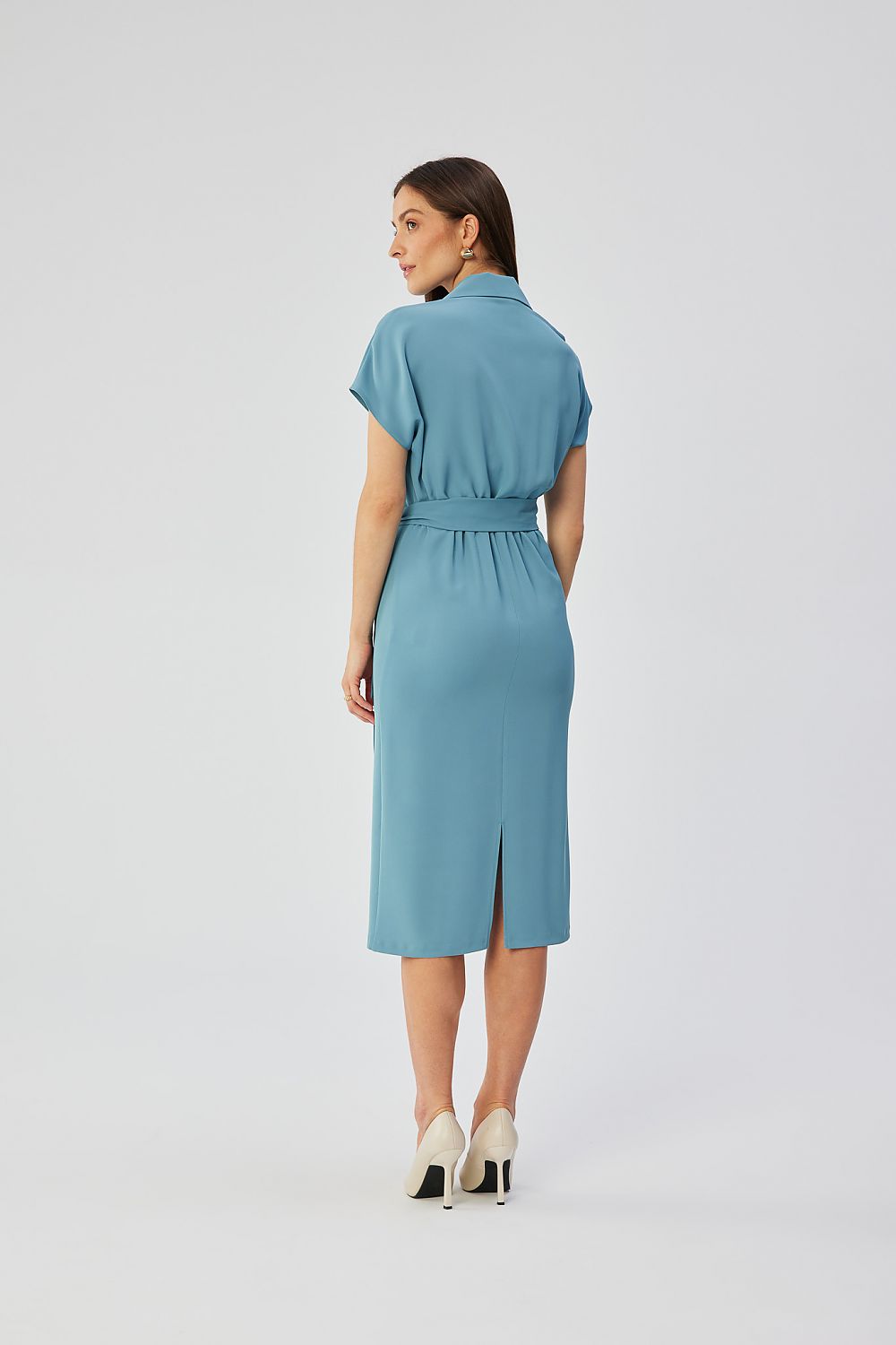 Dagkjole Stylove til dame fra MS StyleHaven, laget av polyester, farge Blå, størrelse M, med short ermer, perfekt til dress
