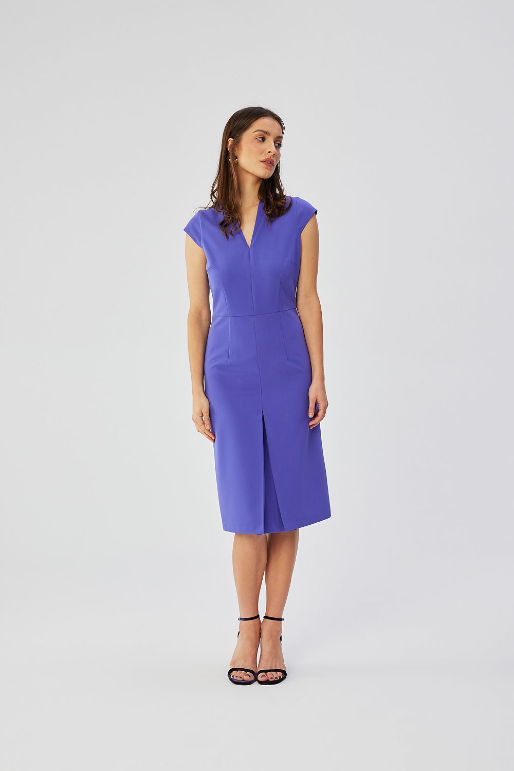 Dagkjole Stylove til dame fra MS StyleHaven, laget av polyester; Viskose, farge Fiolett, størrelse s, med short ermer, midi; knee-1 lengde, kjolestil a-line; sheath, perfekt til dress