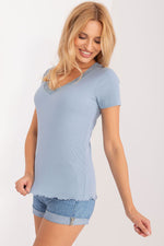 Bluse Sublevel til dame fra MS StyleHaven; laget av Bomull; polyester; farge beige 2; stÃƒÂ¸rrelse M; med short ermer