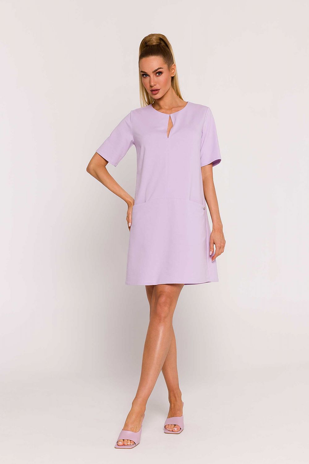 Dagkjole Moe til dame fra MS StyleHaven, laget av Elastan-1; Bomull, farge beige, størrelse XXL, med short ermer, perfekt til dress