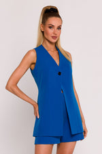 Skreddersydd Gilet - Moe til dame fra MS StyleHaven, laget av polyester, farge Blå, størrelse s, med long ermer, perfekt til dress