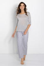 Luksuriøst 3/4-ermet pyjamassett til dame fra MS StyleHaven, laget av Bomull, farge Grå, størrelse s, med short ermer, perfekt til casual; dress