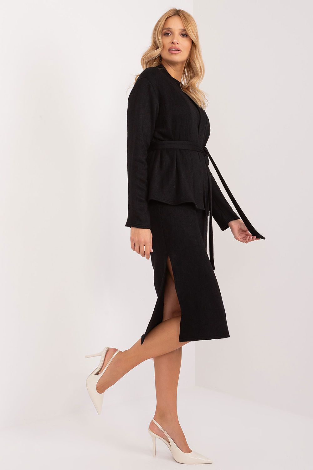 Lakerta Todelssett - cardigan og ermeløs kjole - Laketra til dame fra MS StyleHaven, laget av angora, farge Svart, størrelse S/M, med short; 3-4 ermer, perfekt til casual; dress