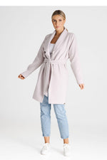 Åpen Frakk Figl til dame fra MS StyleHaven, laget av polyester; Viskose, farge beige, størrelse s, med long ermer, perfekt til casual; dress