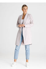 Åpen Frakk Figl til dame fra MS StyleHaven, laget av polyester; Viskose, farge beige, størrelse L, med long ermer, perfekt til casual; dress