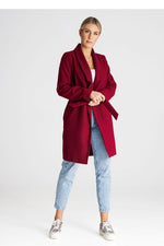 Åpen Frakk Figl til dame fra MS StyleHaven, laget av polyester; Viskose, farge Rød, størrelse XS, med long ermer, perfekt til casual; dress