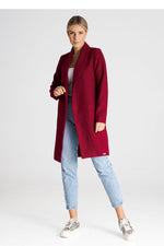 Åpen Frakk Figl til dame fra MS StyleHaven, laget av polyester; Viskose, farge Rød, størrelse s, med long ermer, perfekt til casual; dress