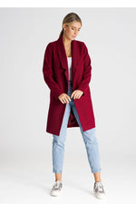 Åpen Frakk Figl til dame fra MS StyleHaven, laget av polyester; Viskose, farge Rød, størrelse L, med long ermer, perfekt til casual; dress