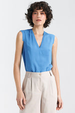Bluse Nife til dame fra MS StyleHaven, laget av Viskose, farge Blå, størrelse 36, med short; 3-4; sleeveless ermer, perfekt til casual; dress