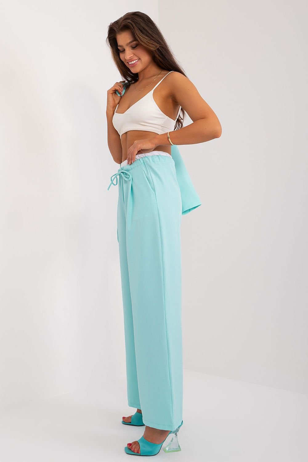 Elegant Palazzo-bukser fra Italy Moda til dame fra MS StyleHaven, størrelse S, med long, bukselengde long, kjolelengde maxi, kjolestil gown; sheath