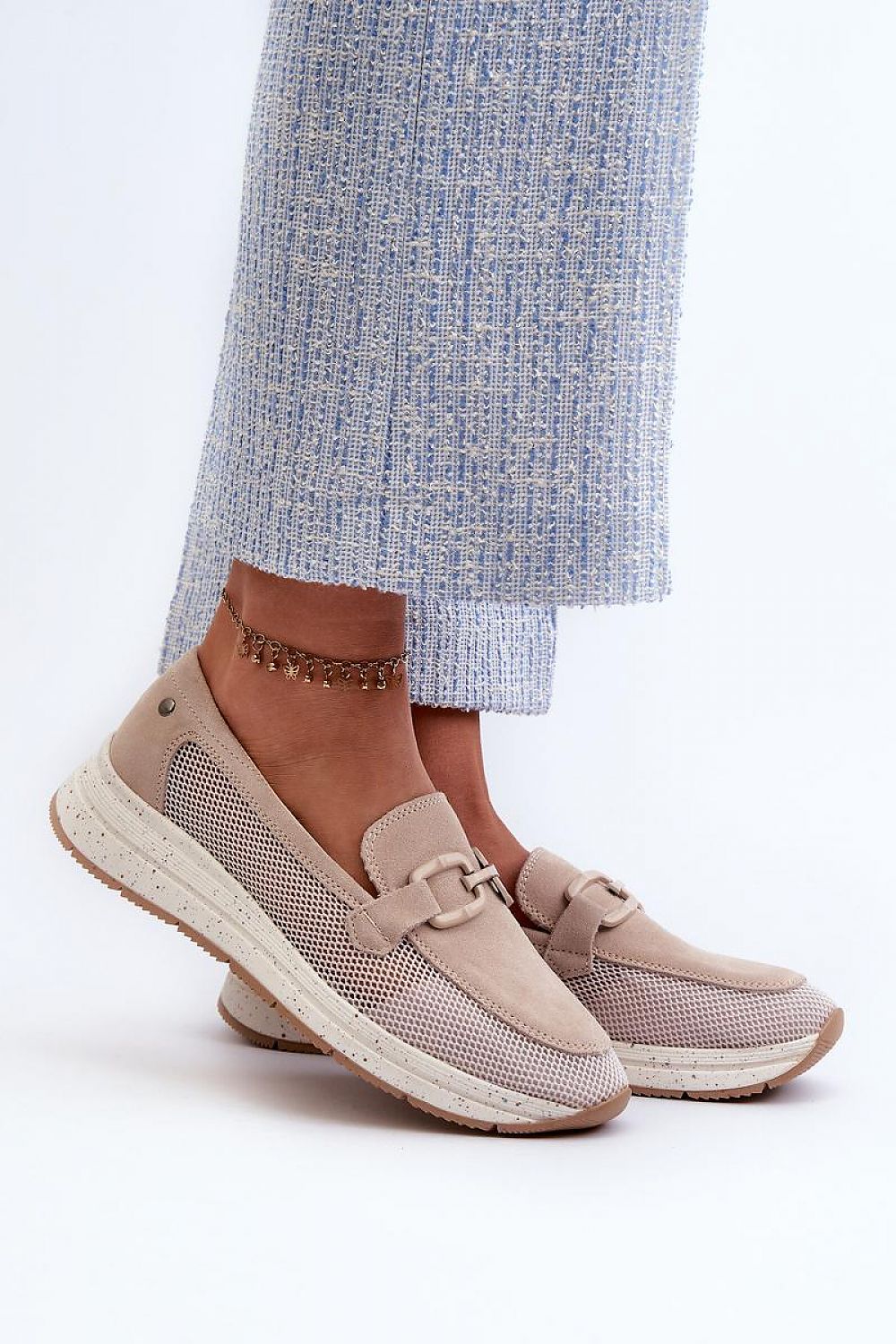 Mocassin Step in Style til dame fra MS StyleHaven, laget av polyester, farge Hvit, størrelse 39, med 45720 ermer, perfekt til casual