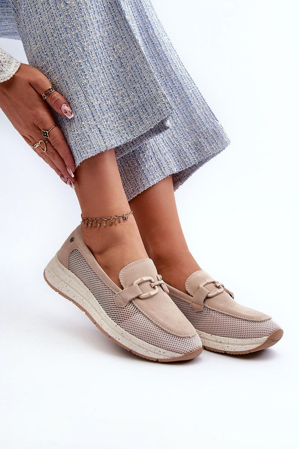 Mocassin Step in Style til dame fra MS StyleHaven, laget av polyester, farge Hvit, størrelse 40, med 45720 ermer, perfekt til casual
