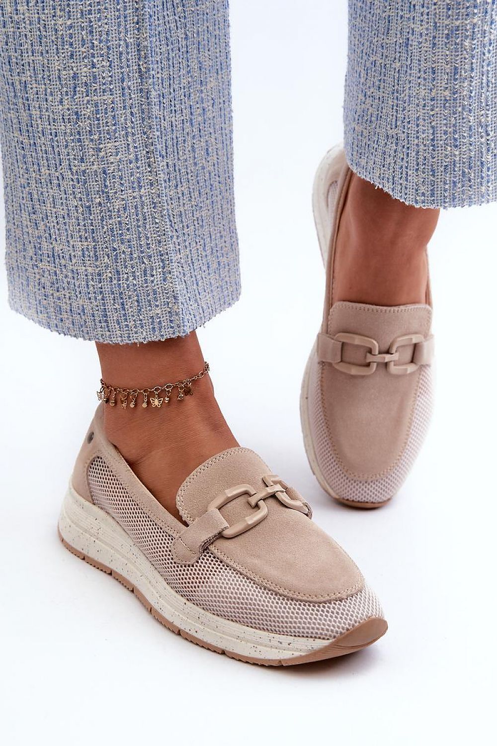 Mocassin Step in Style til dame fra MS StyleHaven, laget av polyester, farge Hvit, størrelse 41, med 45720 ermer, perfekt til casual