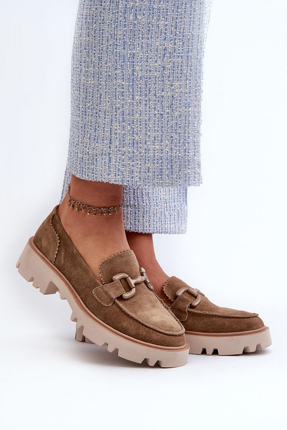 Mocassin Step in Style til dame fra MS StyleHaven, laget av polyester, med detaljer i suede, farge Brun, størrelse 36, med 45720 ermer, hælhøyde low, skostørrelse 36; 37; 38; 39; 40; 41, perfekt til casual; dress