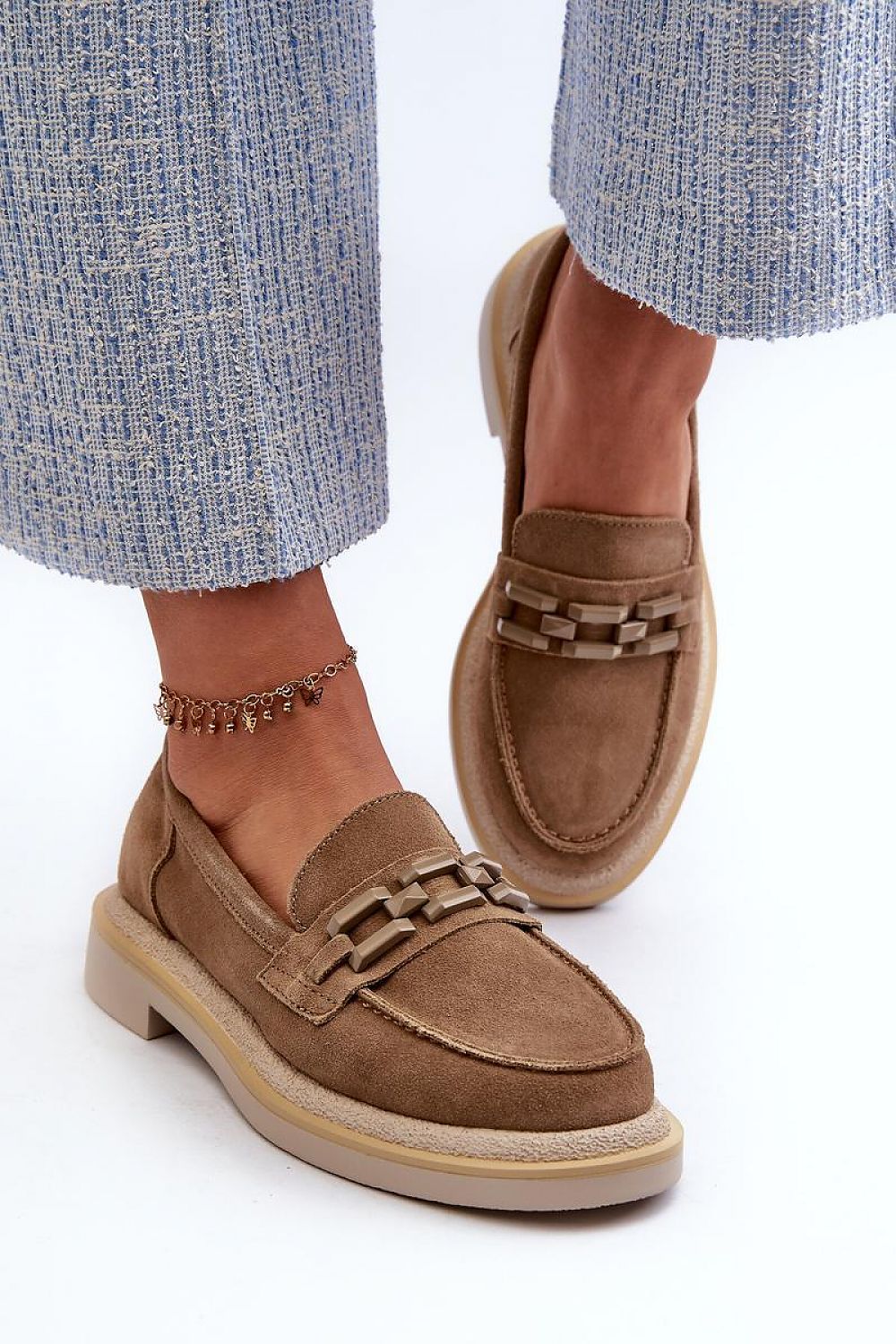Mocassin Step in Style til dame fra MS StyleHaven, laget av polyester, farge Brun, størrelse 38, med 45720 ermer, perfekt til casual