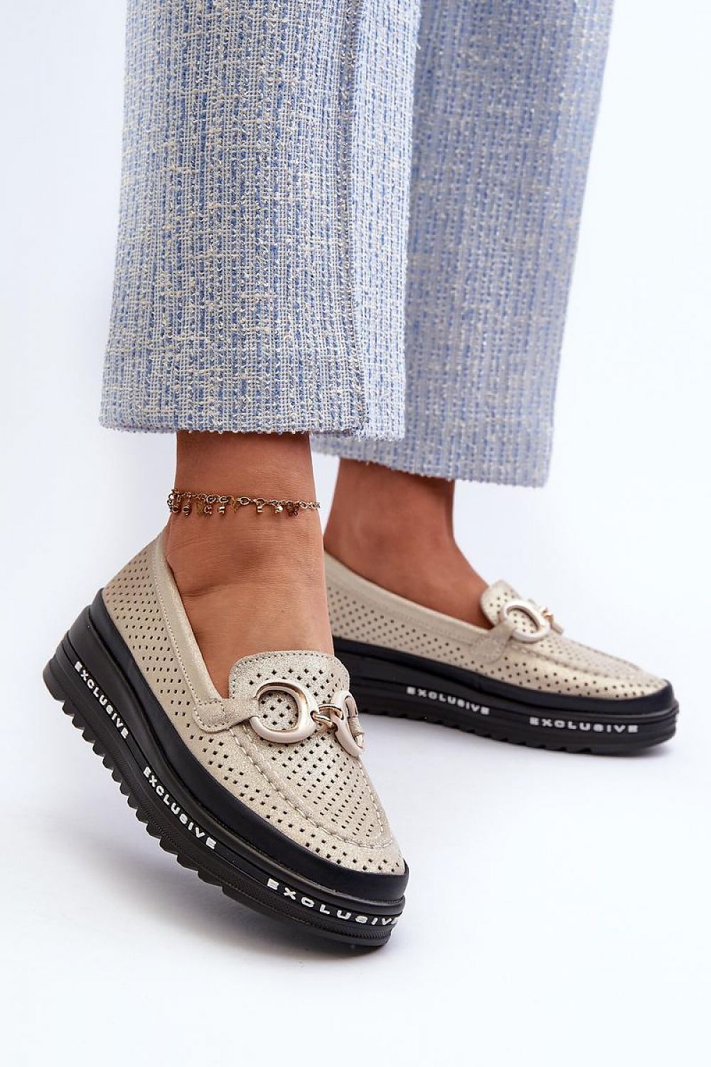 Mocassin Step in Style til dame fra MS StyleHaven, laget av polyester, farge Gul, størrelse 38, med 45720 ermer, perfekt til casual; dress