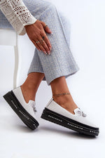 Mocassin Step in Style til dame fra MS StyleHaven, laget av polyester, farge Hvit, størrelse 38, med 45720 ermer, perfekt til casual; dress