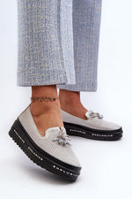 Mocassin Step in Style til dame fra MS StyleHaven, laget av polyester, farge Hvit, størrelse 39, med 45720 ermer, perfekt til casual; dress