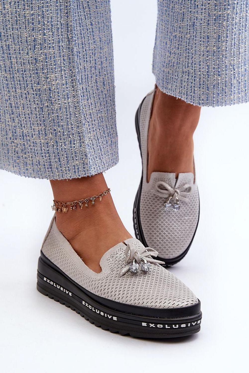 Mocassin Step in Style til dame fra MS StyleHaven, laget av polyester, farge Hvit, størrelse 40, med 45720 ermer, perfekt til casual; dress