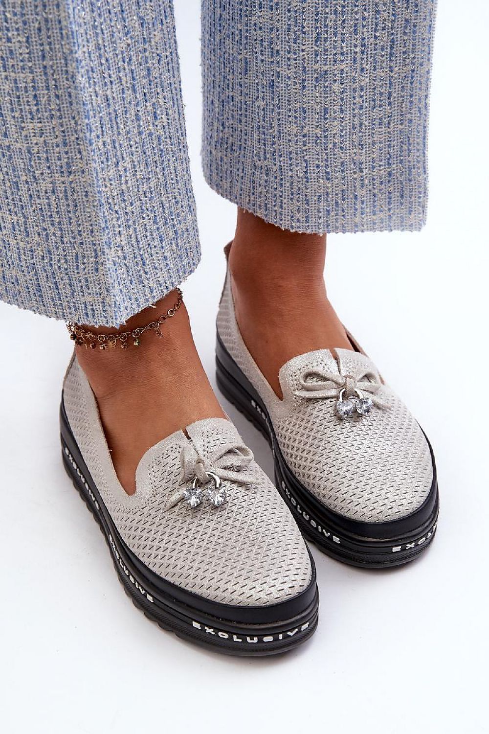 Mocassin Step in Style til dame fra MS StyleHaven, laget av polyester, farge Hvit, størrelse 41, med 45720 ermer, perfekt til casual; dress