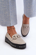 Mocassin Step in Style til dame fra MS StyleHaven, laget av polyester, farge Hvit, størrelse 38, med 45720 ermer, perfekt til casual; dress