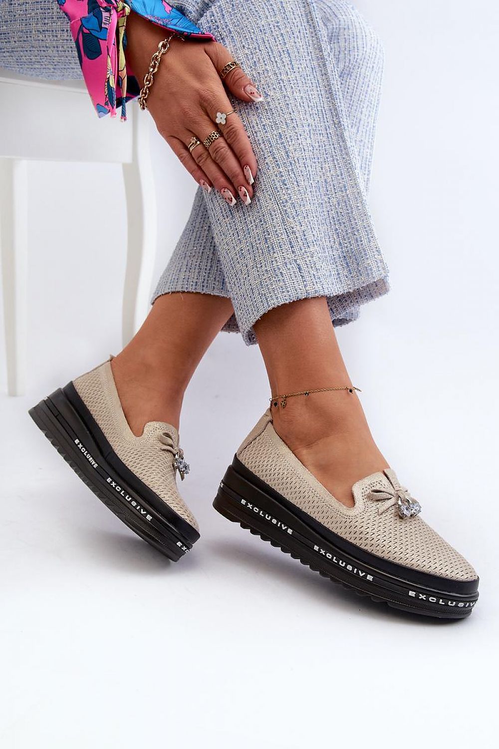 Mocassin Step in Style til dame fra MS StyleHaven, laget av polyester, farge Grå, størrelse 38, med 45720 ermer, perfekt til casual; dress