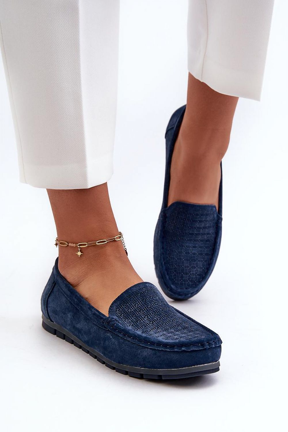 Mocassin Step in Style til dame fra MS StyleHaven, laget av polyester, farge Marineblå, størrelse 38, med 45720 ermer, perfekt til casual
