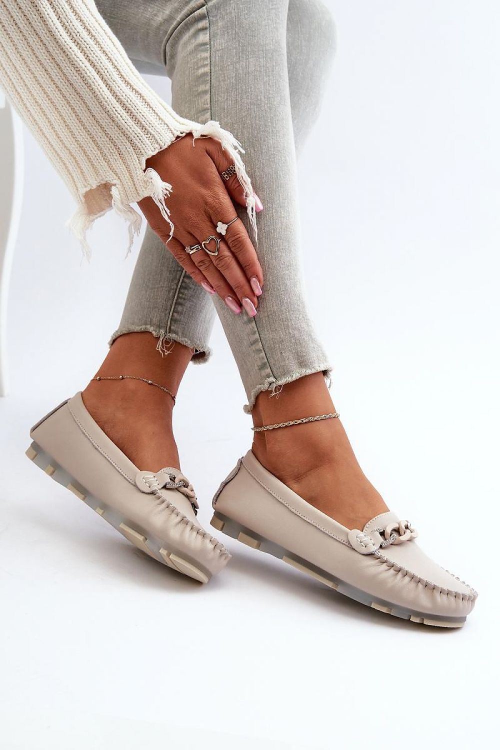 Mocassin Step in Style til dame fra MS StyleHaven, laget av polyester, farge Hvit, størrelse 41, med 45720 ermer, perfekt til casual; dress