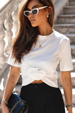 Bluse IVON til dame fra MS StyleHaven; laget av Bomull; farge beige; stÃƒÂ¸rrelse s; med short ermer; perfekt til dress