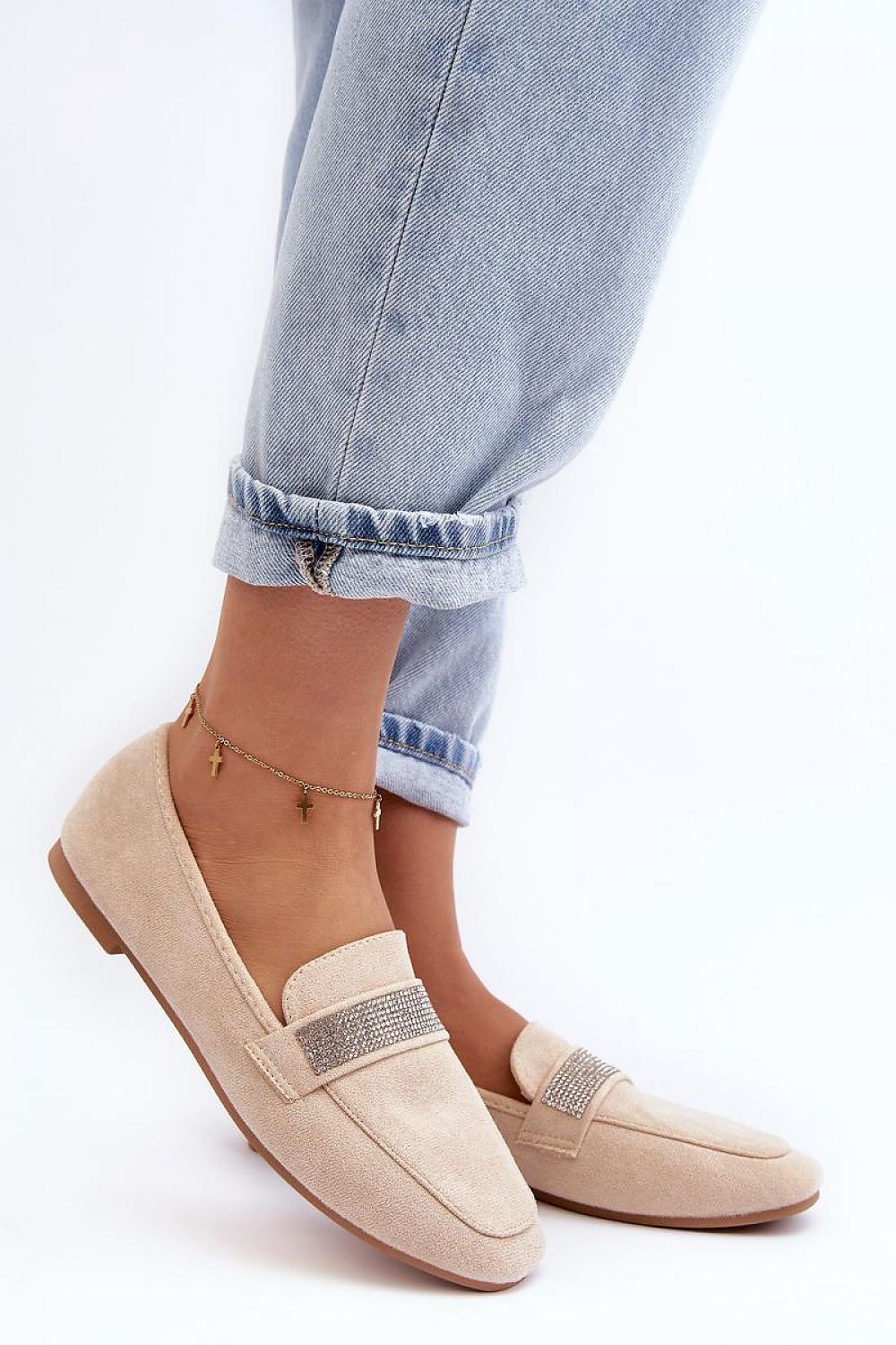 Mocassin Step in Style til dame fra MS StyleHaven, laget av polyester, med detaljer i suede; faux-leather, farge beige, størrelse 36, med 45720 ermer, hælhøyde low; flat, skostørrelse 36; 37; 38; 39; 40; 41, perfekt til casual; dress