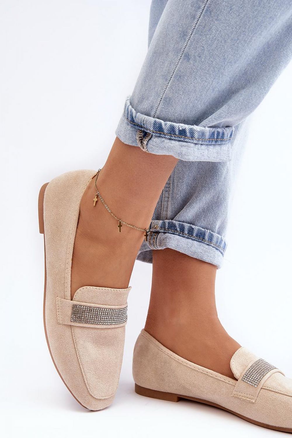 Mocassin Step in Style til dame fra MS StyleHaven, laget av polyester, farge beige, størrelse 38, med 45720 ermer, perfekt til casual; dress