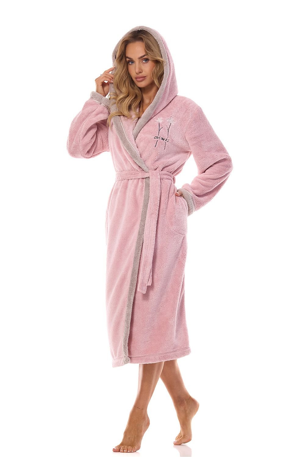 Badekåpe L&L kolleksjon til dame fra MS StyleHaven, laget av polyester, farge 41, størrelse M, med long ermer, perfekt til casual; dress