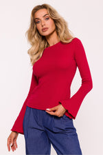 Bluse Moe til dame fra MS StyleHaven, laget av Bomull; polyester, farge Rød, størrelse S/M, med long ermer, perfekt til dress