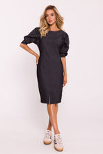 Blyantskjole - Moe til dame fra MS StyleHaven, laget av Bomull; polyester, farge Blå, størrelse L, med 45720 ermer, perfekt til dress